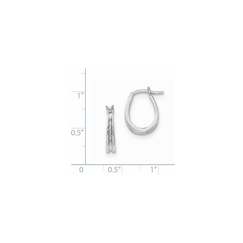 14K White Gold Real Diamond Hoop Earrings
