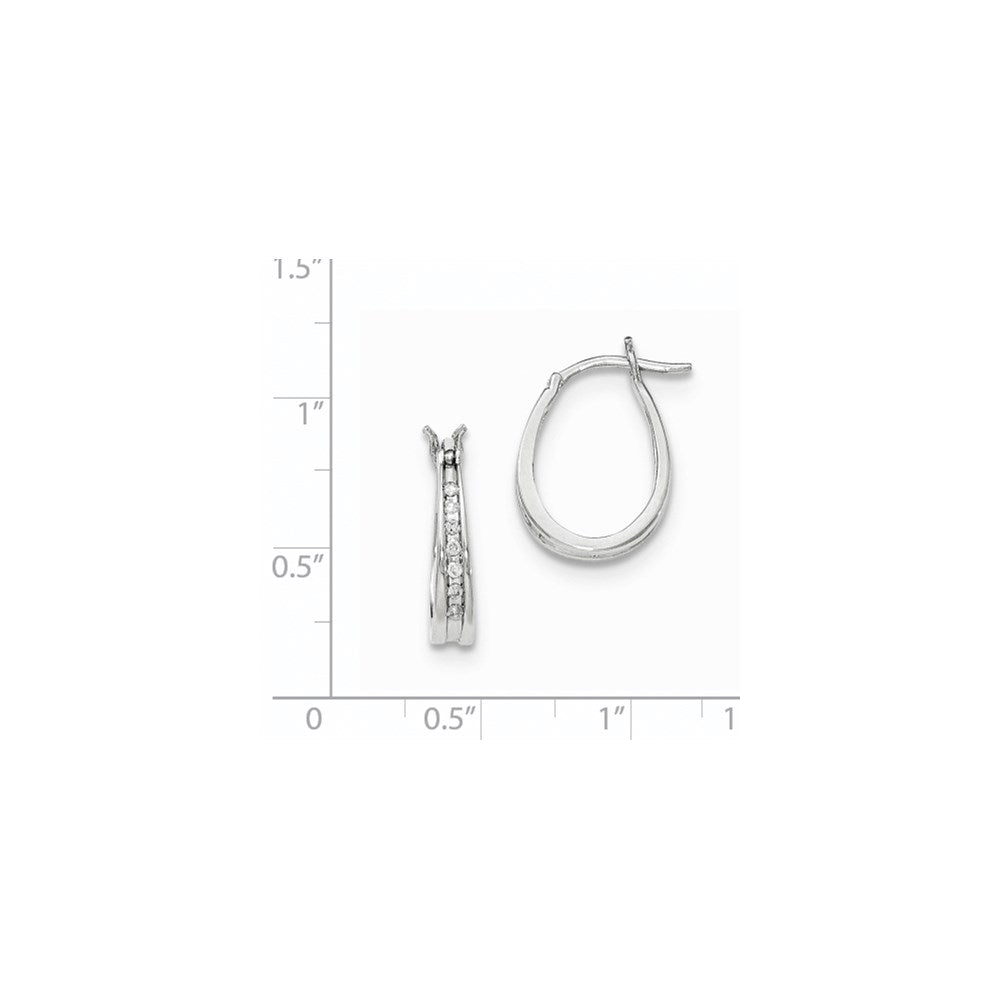 14K White Gold Real Diamond Hoop Earrings