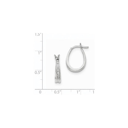 14K White Gold Real Diamond Hoop Earrings