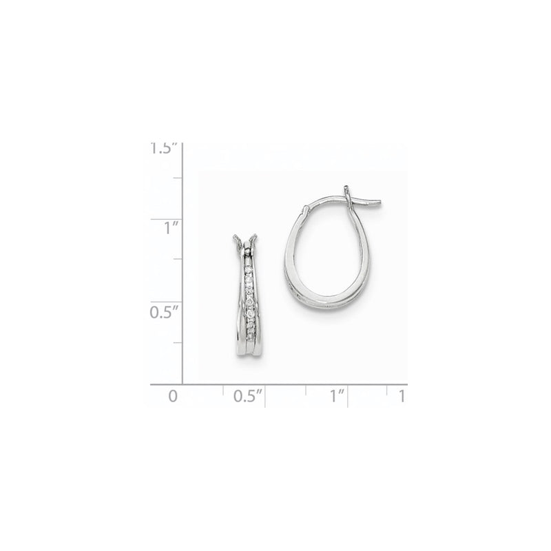 14K White Gold Real Diamond Hoop Earrings