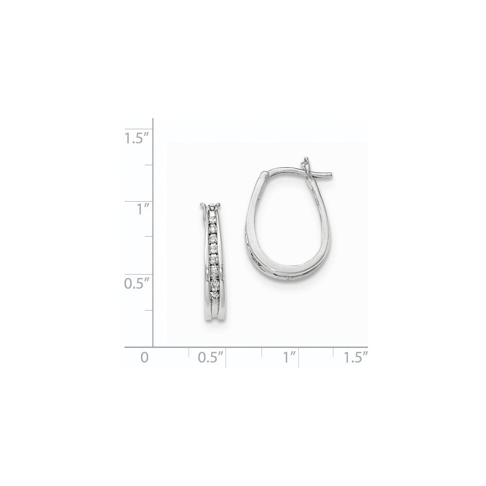 14K White Gold Real Diamond Hoop Earrings