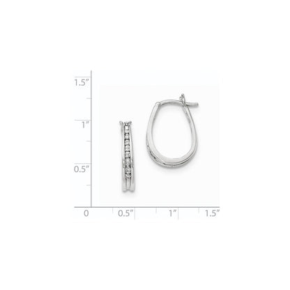 14K White Gold Real Diamond Hoop Earrings