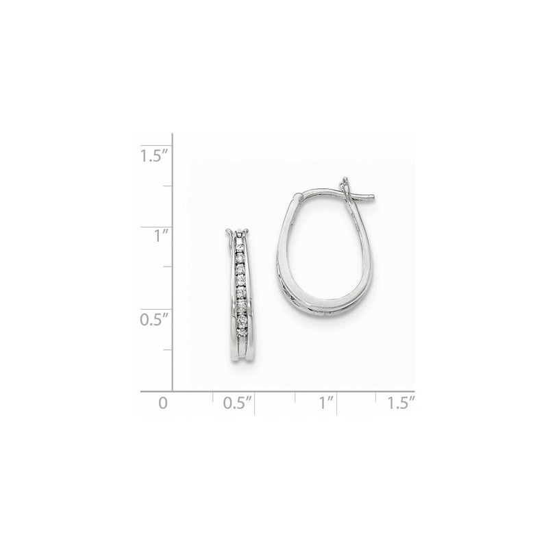 14K White Gold Real Diamond Hoop Earrings
