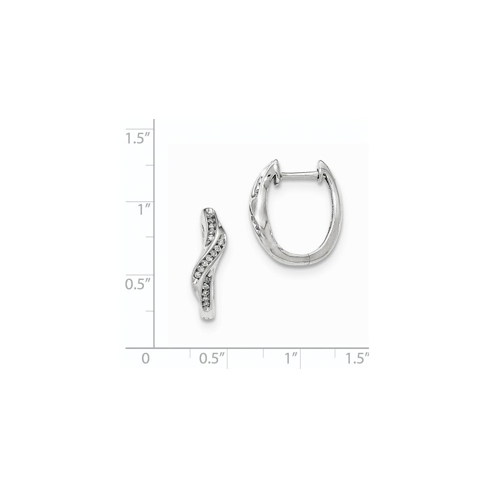 14k White Gold Real Diamond Hoop Earrings