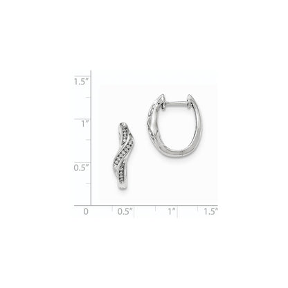 14k White Gold Real Diamond Hoop Earrings