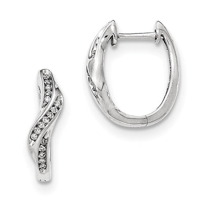 14k White Gold Real Diamond Hoop Earrings