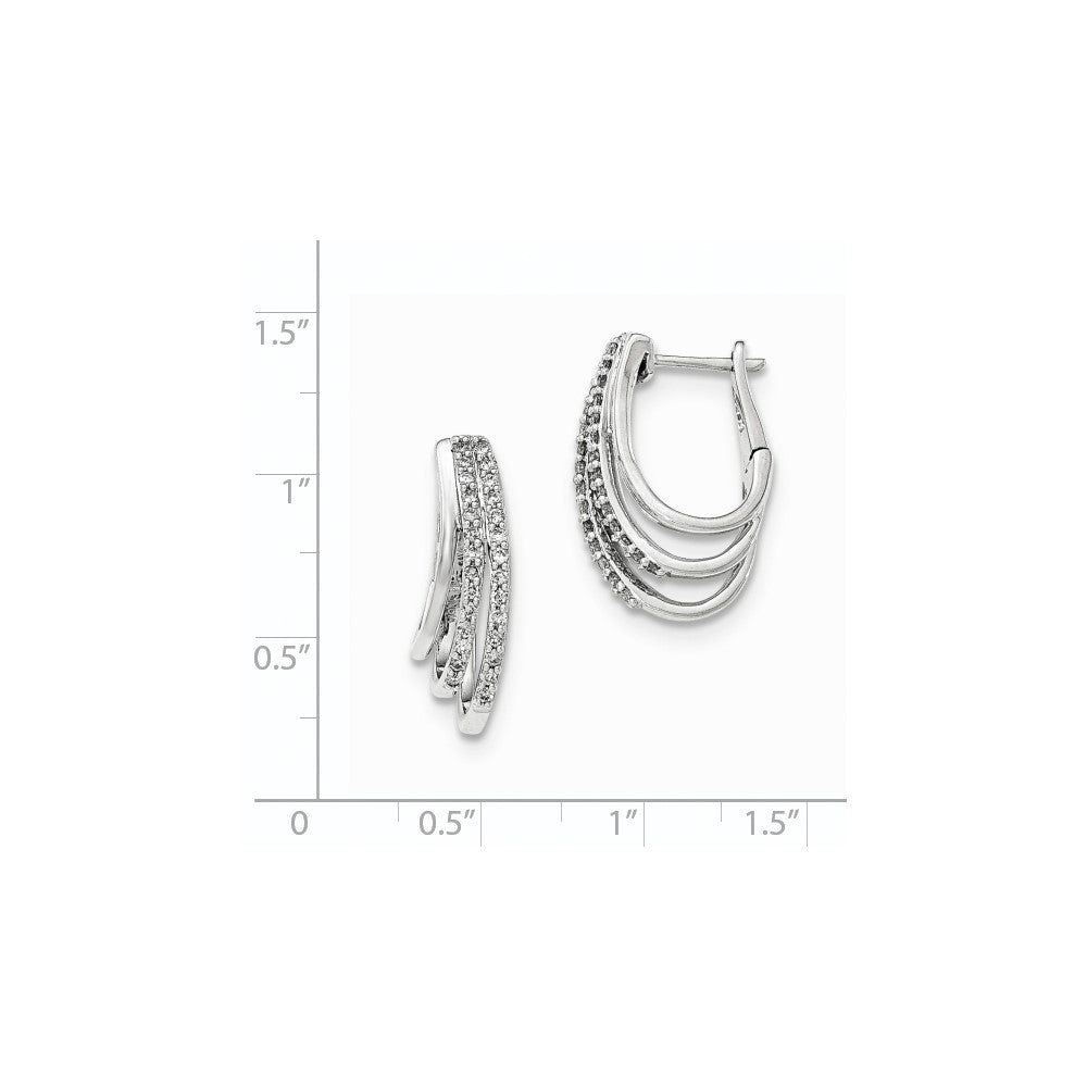 14k White Gold Real Diamond Hoop Earrings