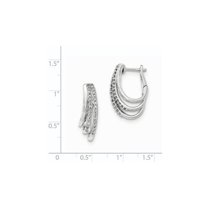 14k White Gold Real Diamond Hoop Earrings