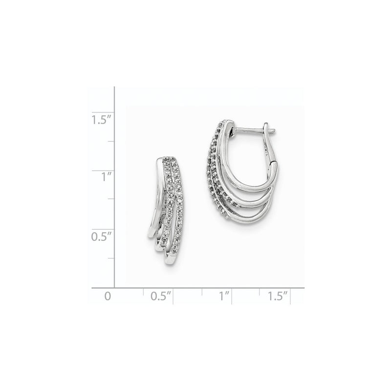 14k White Gold Real Diamond Hoop Earrings
