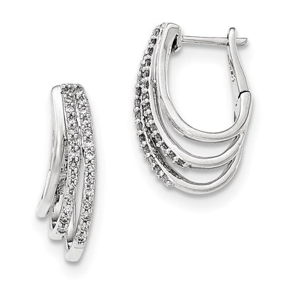 14k White Gold Real Diamond Hoop Earrings