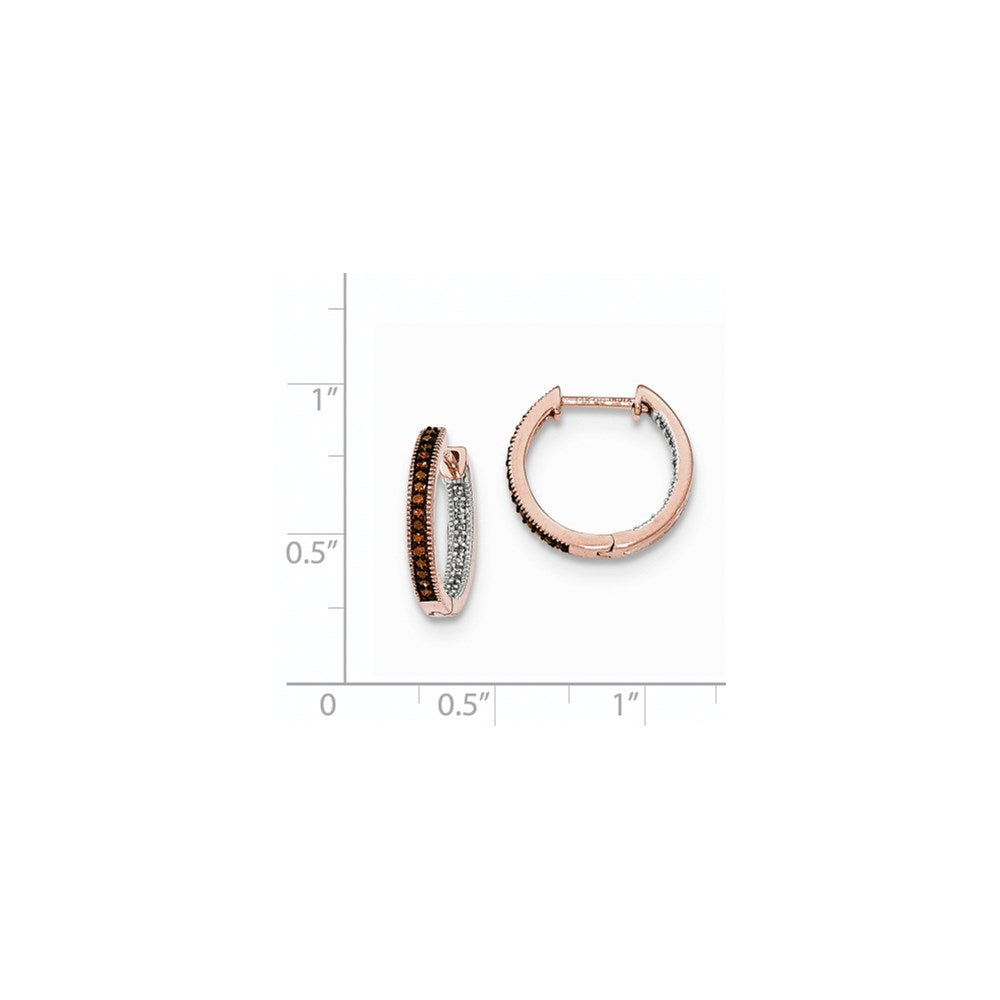 14K Rose Gold 2.3mm In & Out Real Diamond Hinged Hoop Earrings