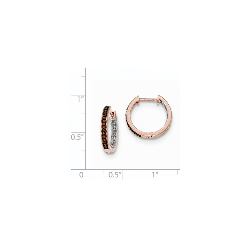 14K Rose Gold 2.3mm In & Out Real Diamond Hinged Hoop Earrings