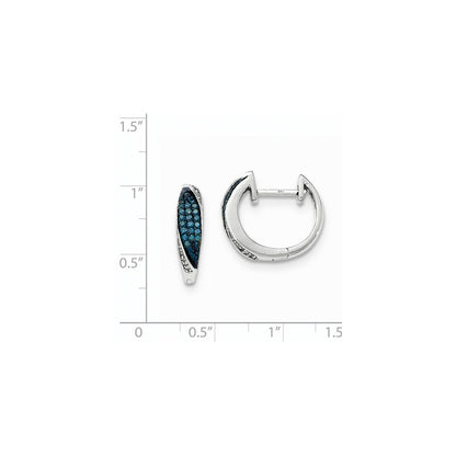 14k White Gold Blue & White Real Diamond Hoop Earrings