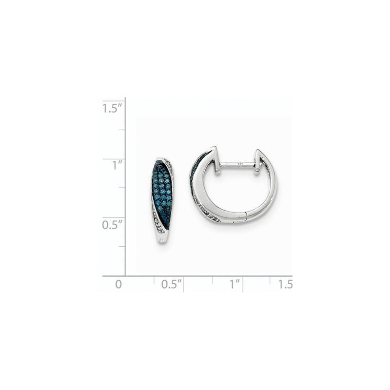 14k White Gold Blue & White Real Diamond Hoop Earrings