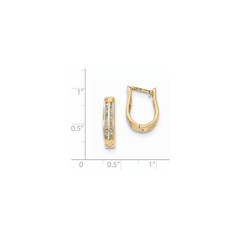 14k Yellow Gold Real Diamond Hinged Hoop Earrings