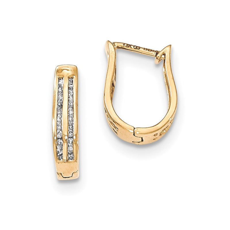 14k Yellow Gold Real Diamond Hinged Hoop Earrings