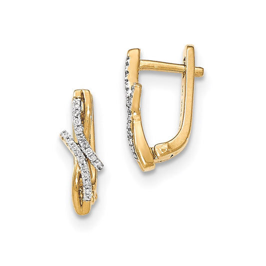 14k Yellow Gold Real Diamond Hinged Earrings