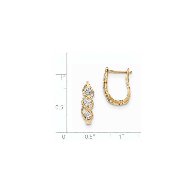 14k Yellow Gold Real Diamond Polished Hinged Post Earrings