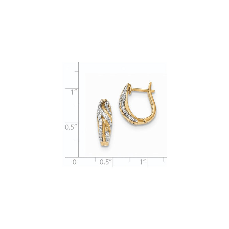 14k Yellow Gold Polished Real Diamond Wavy Hinged Post Earrings