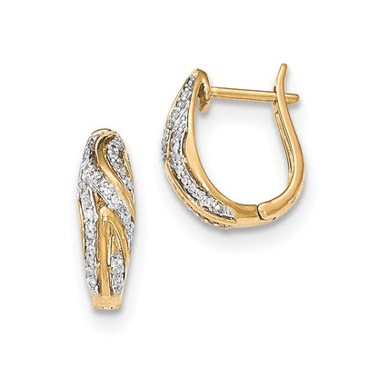 14k Yellow Gold Polished Real Diamond Wavy Hinged Post Earrings