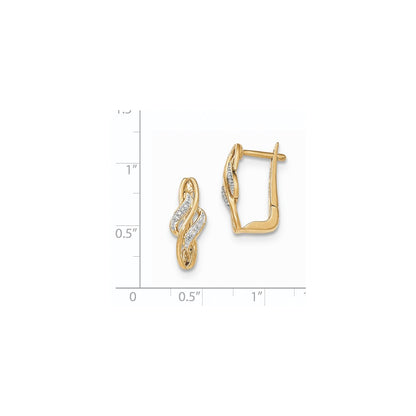 14k Yellow Gold Real Diamond Hinged Hoop Earring