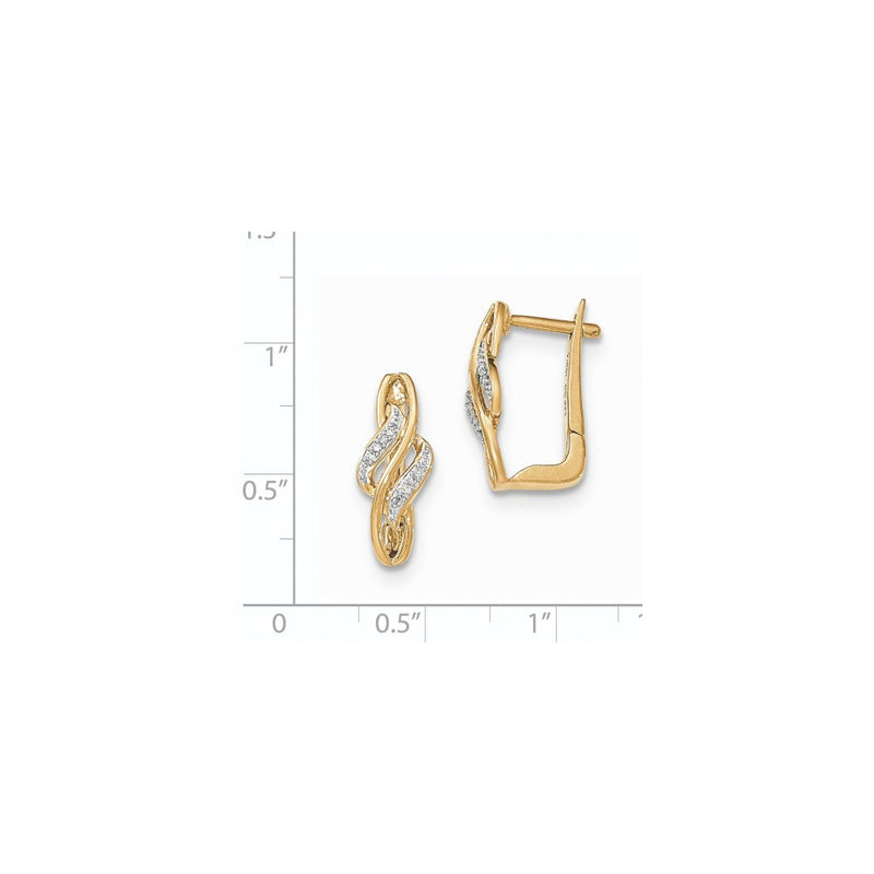 14k Yellow Gold Real Diamond Hinged Hoop Earring