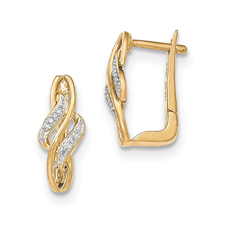 14k Yellow Gold Real Diamond Hinged Hoop Earring