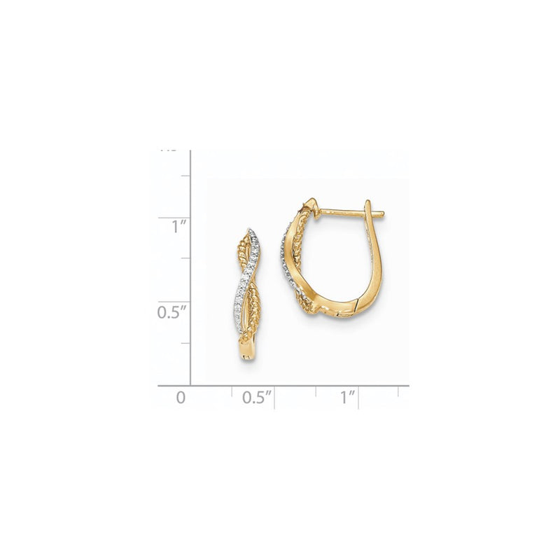 14k Yellow Gold Real Diamond & Twisted Rope Hinged Post Earrings