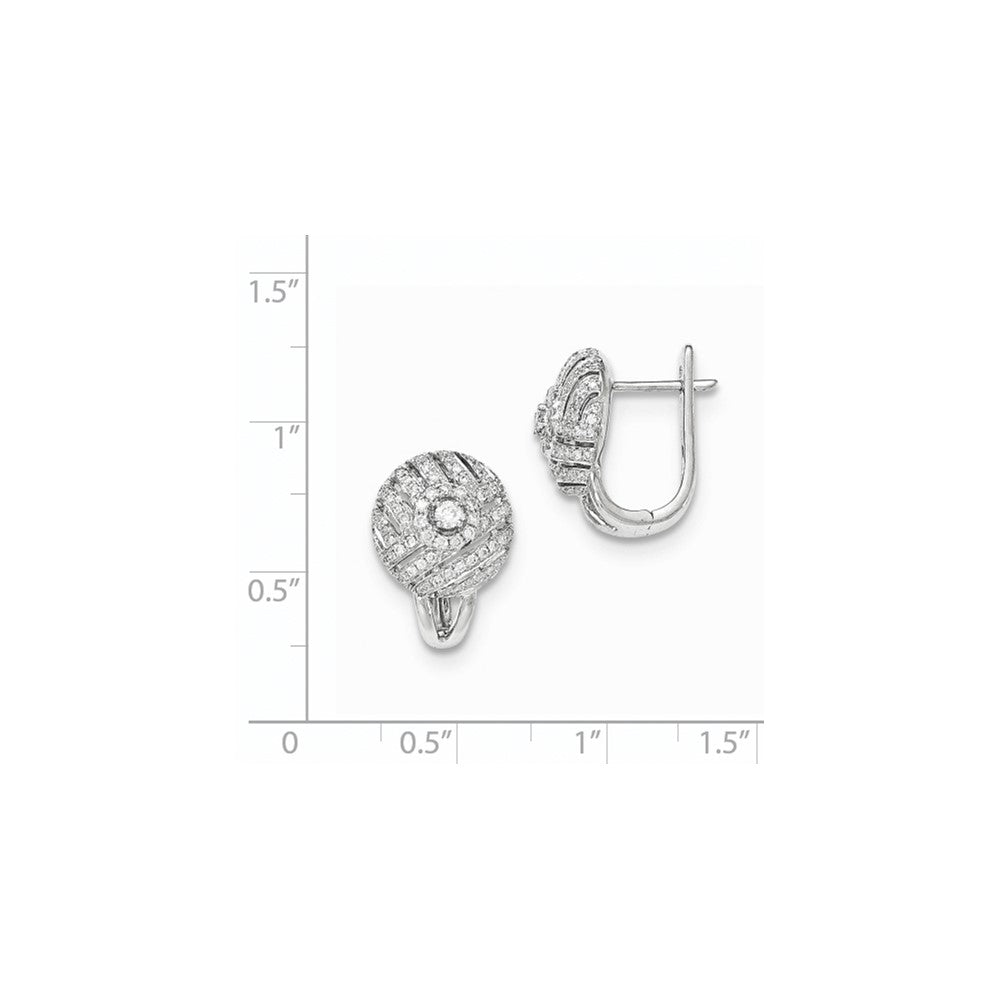 14k White Gold Real Diamond Hinged Post Earrings