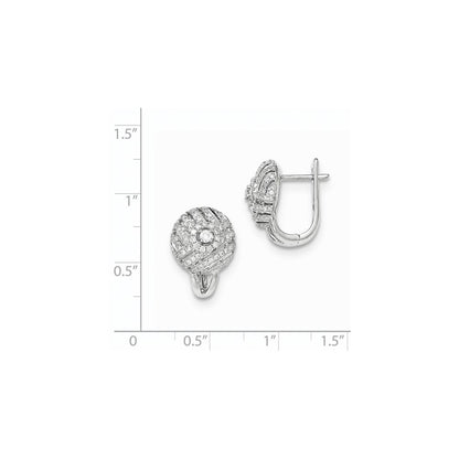 14k White Gold Real Diamond Hinged Post Earrings