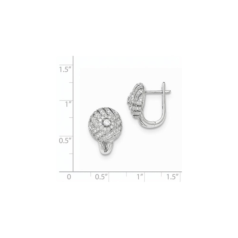 14k White Gold Real Diamond Hinged Post Earrings