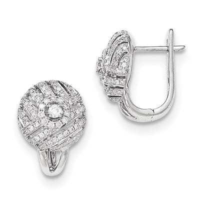 14k White Gold Real Diamond Hinged Post Earrings