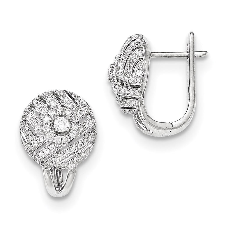 14k White Gold Real Diamond Hinged Post Earrings