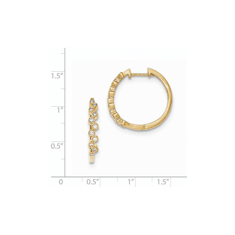 14k Yellow Gold Real Diamond Hinged Hoop Earrings