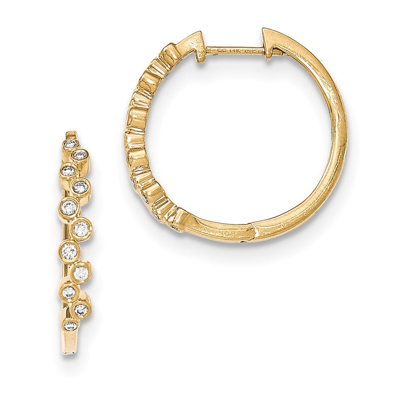 14k Yellow Gold Real Diamond Hinged Hoop Earrings