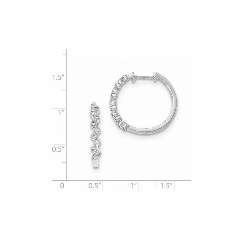 14k White Gold Real Diamond Hinged Round Hoop Earrings