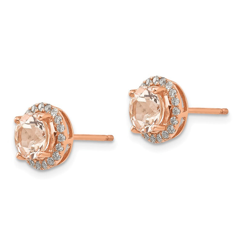 14k Rose Gold Morganite & Real Diamond Earring