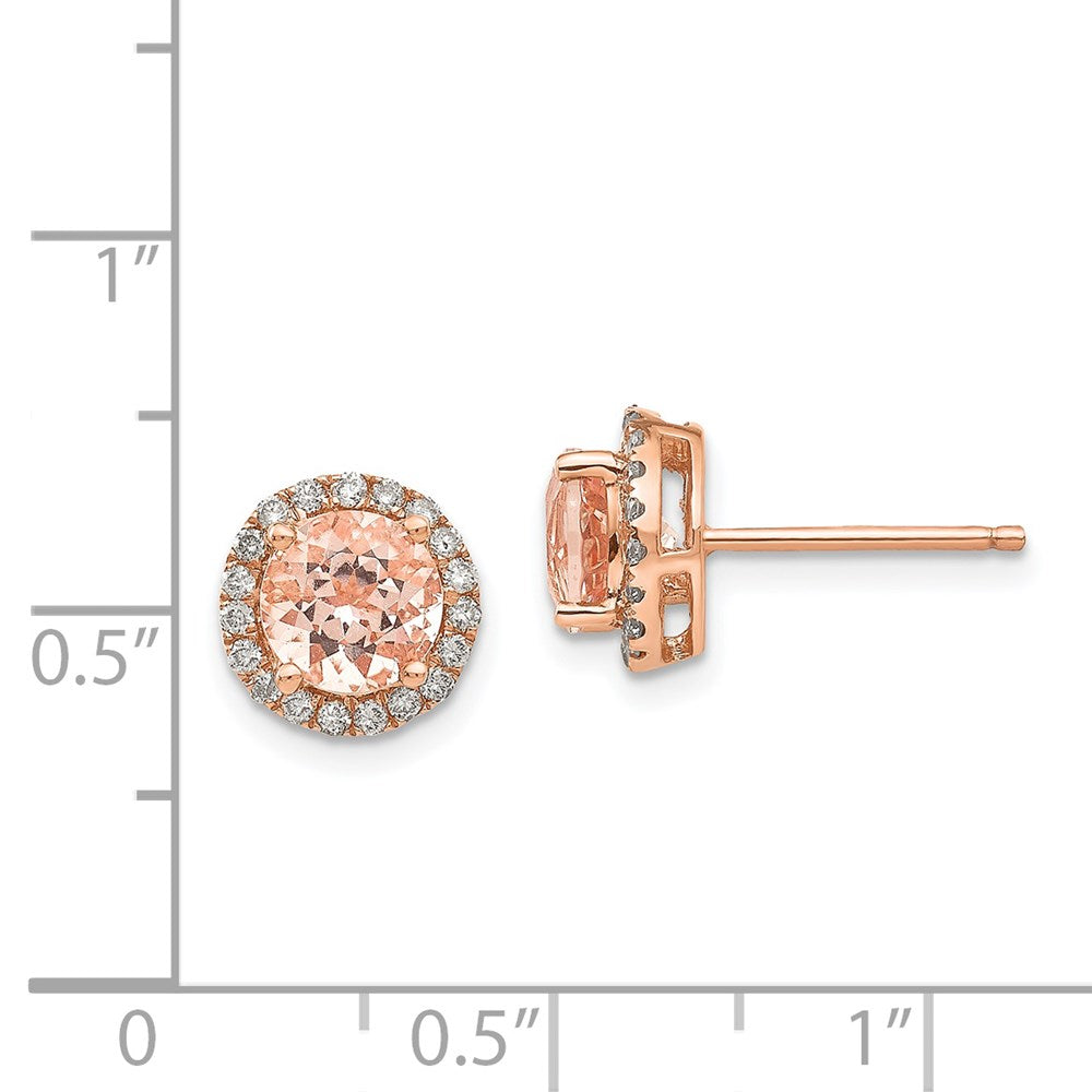 14k Rose Gold Morganite & Real Diamond Earring