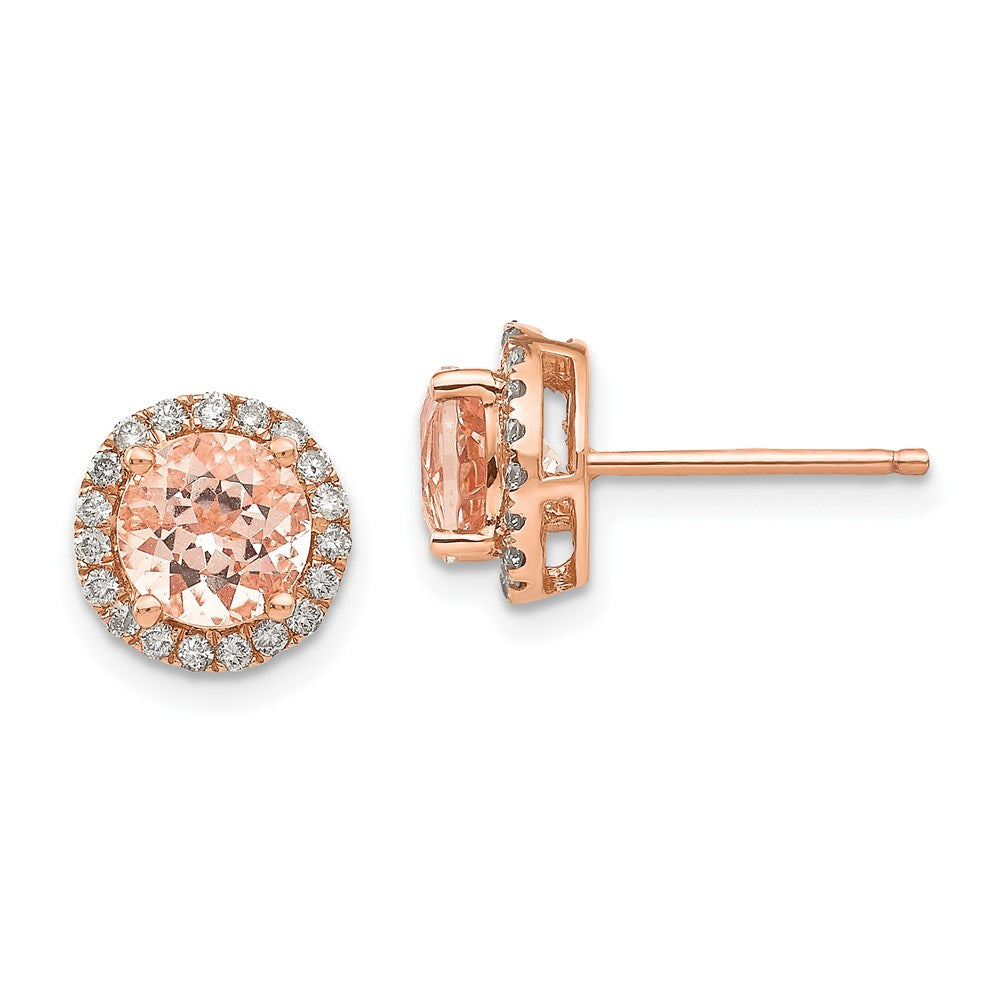 14k Rose Gold Morganite & Real Diamond Earring