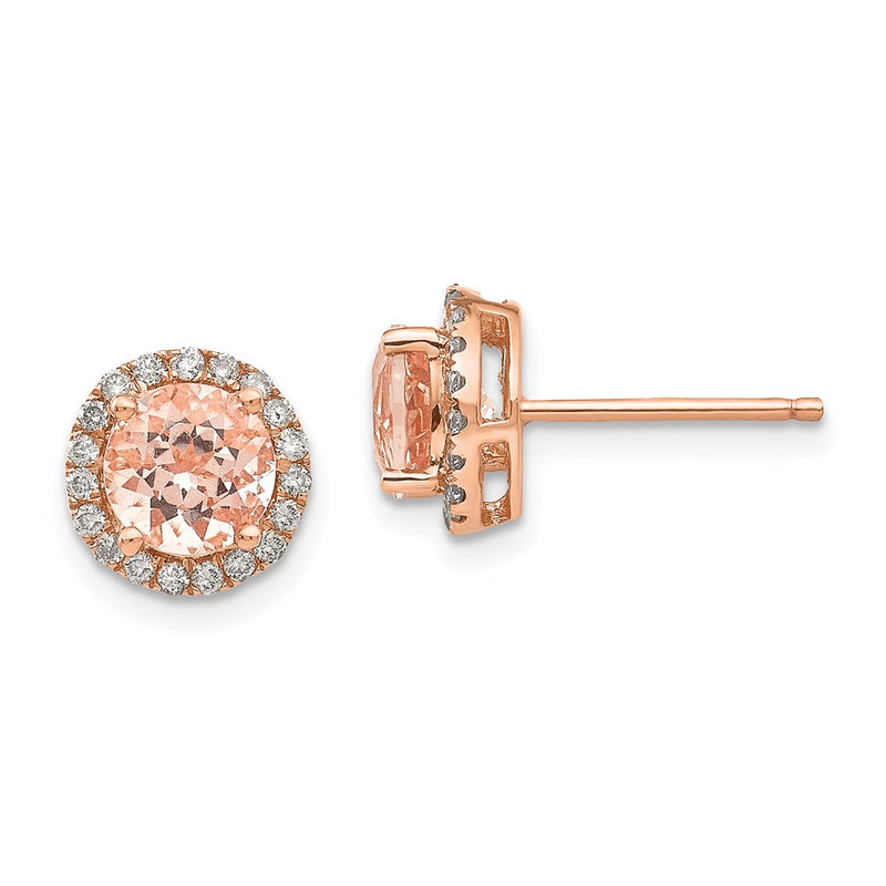 14k Rose Gold Morganite & Real Diamond Earring