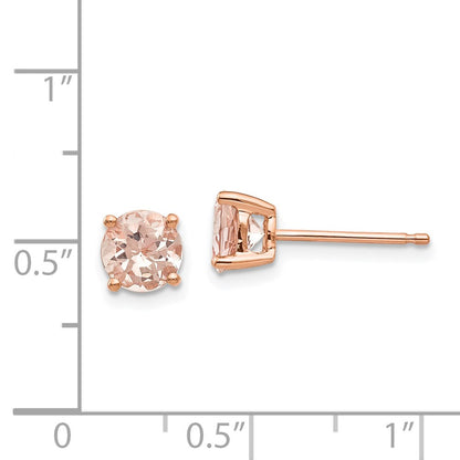 14k Rose Gold Round Morganite Post Earrings