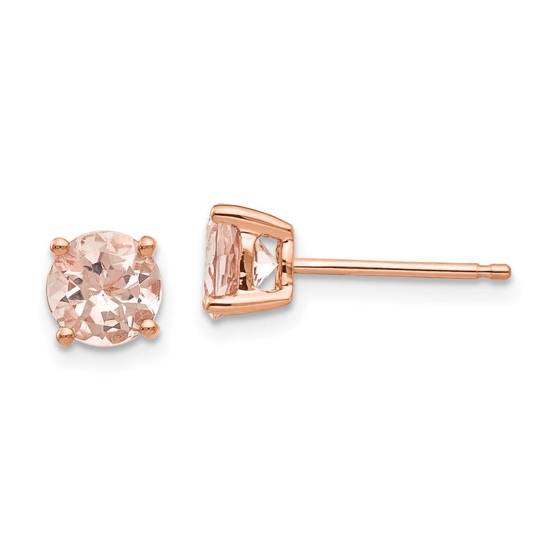 14k Rose Gold Round Morganite Post Earrings