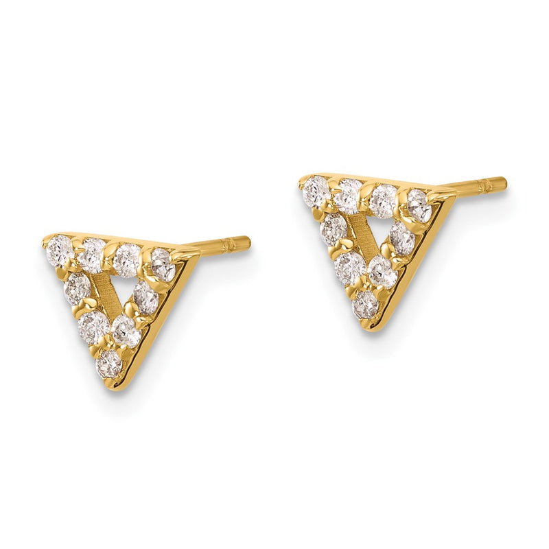 14k Yellow Gold Real Diamond Triangle Open Earrings