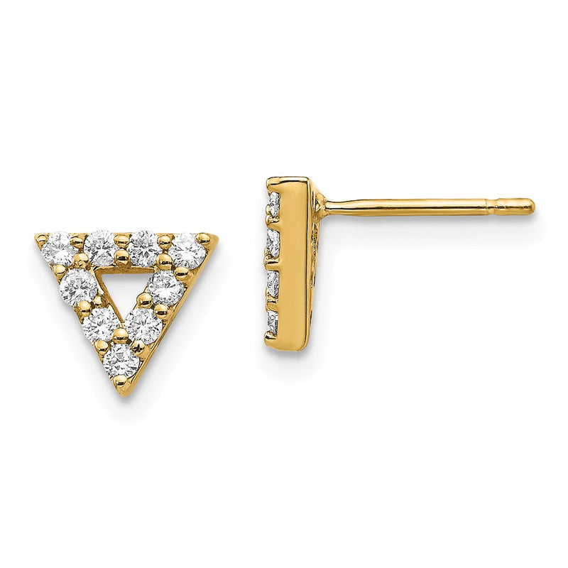 14k Yellow Gold Real Diamond Triangle Open Earrings