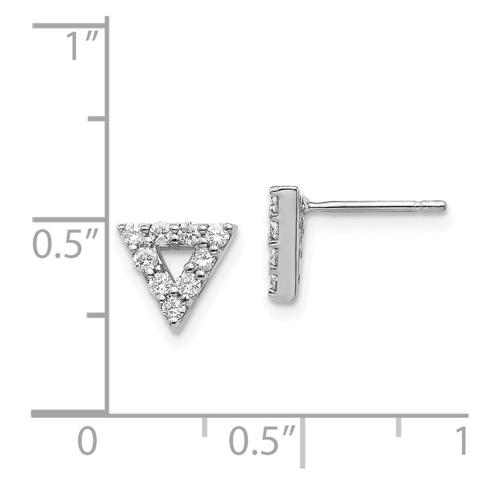 14k White Gold Real Diamond Triangle Open Earrings XE3071WVS