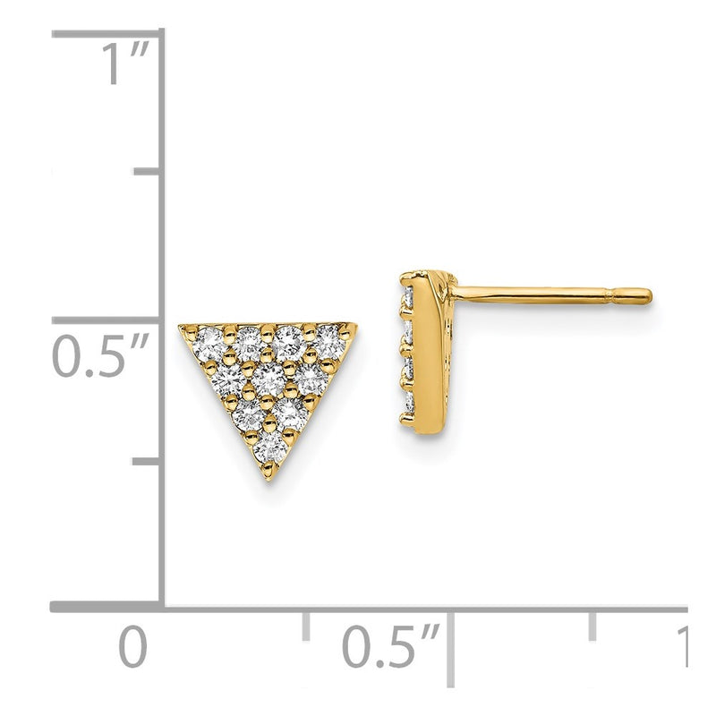 14k Yellow Gold Real Diamond Triangle Earrings XE3072AA