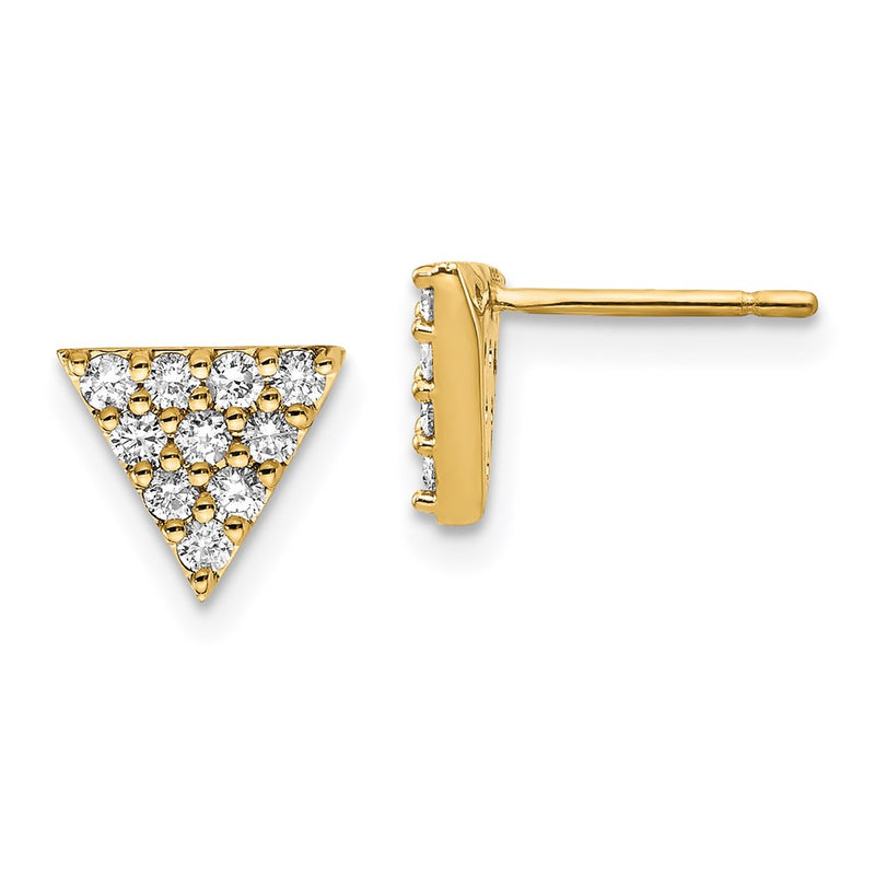 14k Yellow Gold Real Diamond Triangle Earrings XE3072AAA