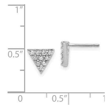 14k White Gold Real Diamond Triangle Earrings XE3072WAA