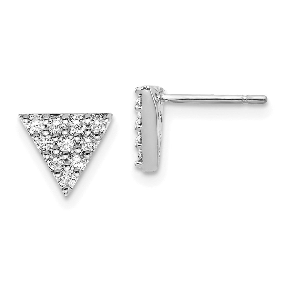 14k White Gold Real Diamond Triangle Earrings XE3072WAA