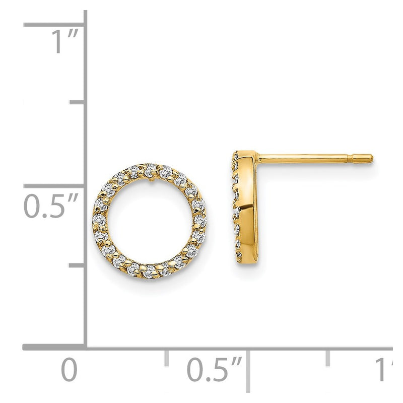 14k Yellow Gold Real Diamond Open Circle Earrings XE3073AAA